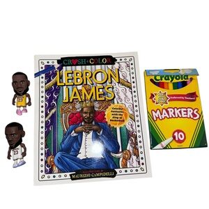 Crush & Color: LeBron James Coloring Book with Crayola Markers and two figurines